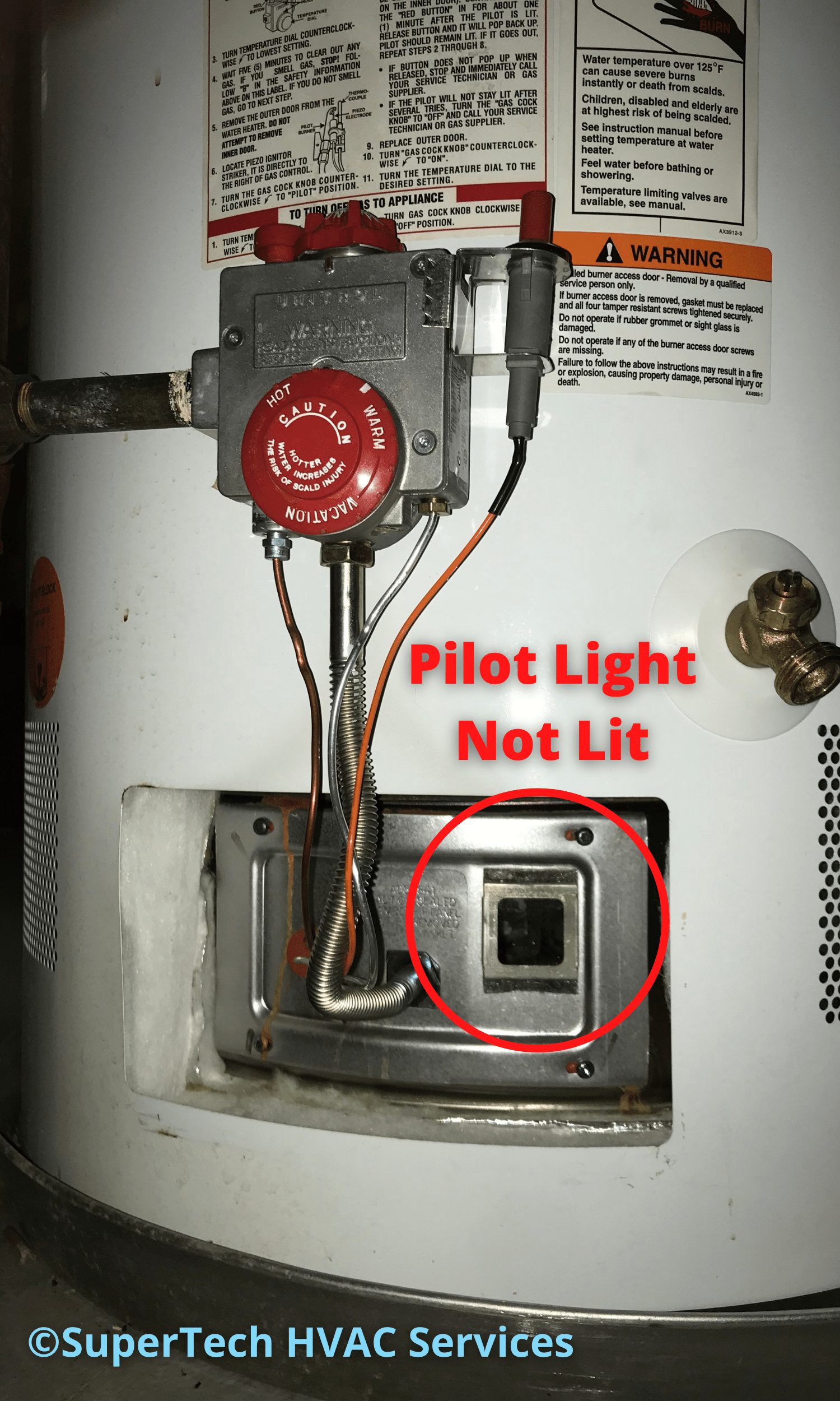 gas water heater pilot light flame